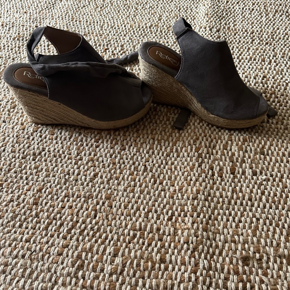 Grey wedge sandals
